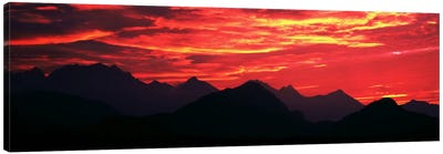 Sundown Austrian Mts South Bavaria Germany Canvas Art Print - Mountain Sunrise & Sunset Art