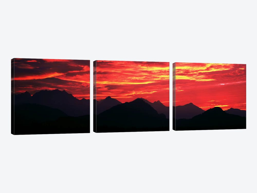 Sundown Austrian Mts South Bavaria Germany by Panoramic Images 3-piece Canvas Wall Art