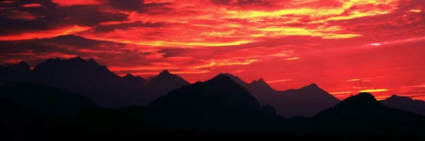 Mountain Sunrises & Sunsets: Sundown Austrian Mts South Bavaria Germany by Panoramic Images