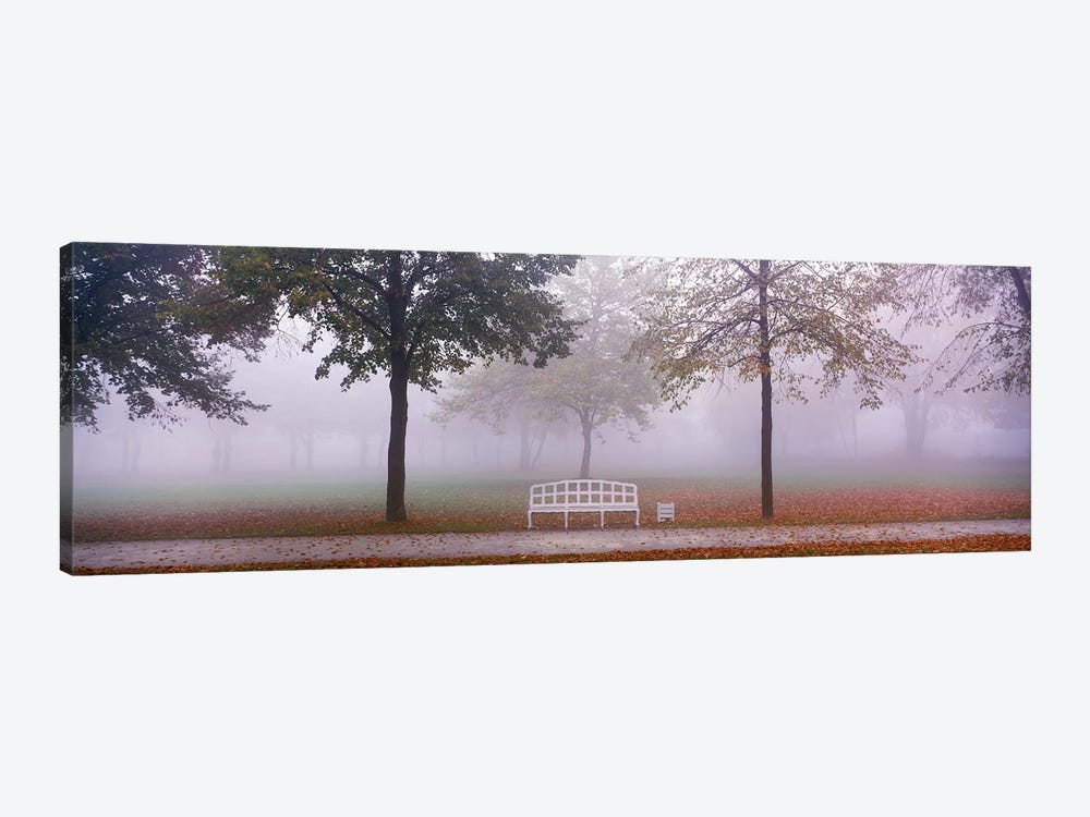 Trees and Bench in Fog Schleissheim Germany by Panoramic Images 1-piece Canvas Art