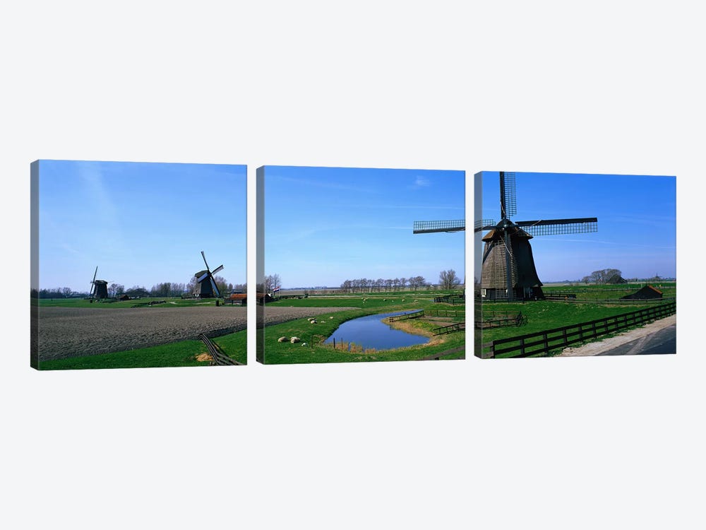 Windmills near Alkmaar Holland (Netherlands) by Panoramic Images 3-piece Canvas Art