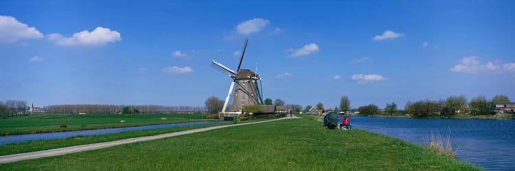 Windmill and Canals near Leiden The Netherlands