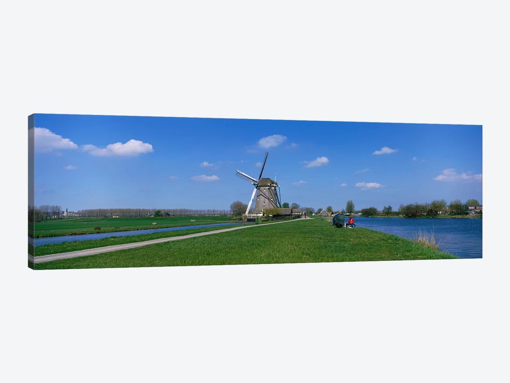 Windmill and Canals near Leiden The Netherlands by Panoramic Images 1-piece Canvas Art Print