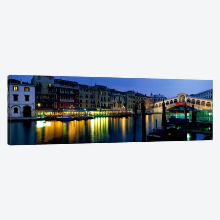 Grand Canal and Rialto Bridge Venice Italy Canvas Print #PIM3926} by Panoramic Images Canvas Artwork