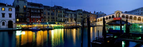 Rialto Bridge: Grand Canal and Rialto Bridge Venice Italy by Panoramic Images