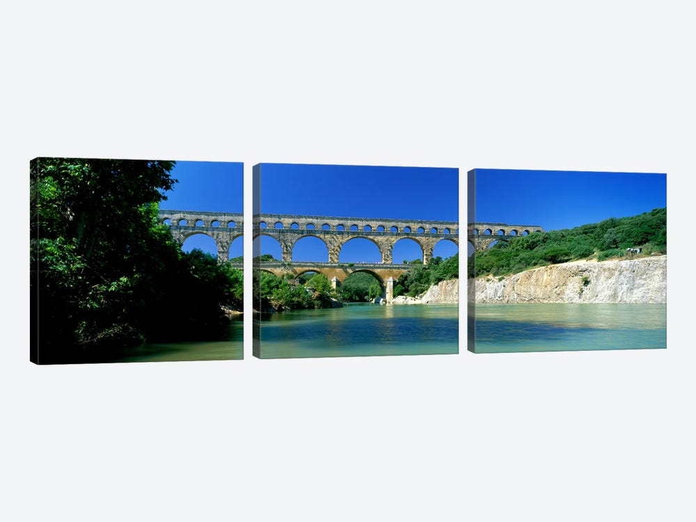 Pont du Gard Roman Aqueduct Provence France by Panoramic Images 3-piece Canvas Art Print