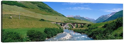 Railway Bridge Switzerland Canvas Art Print - River, Creek & Stream Art