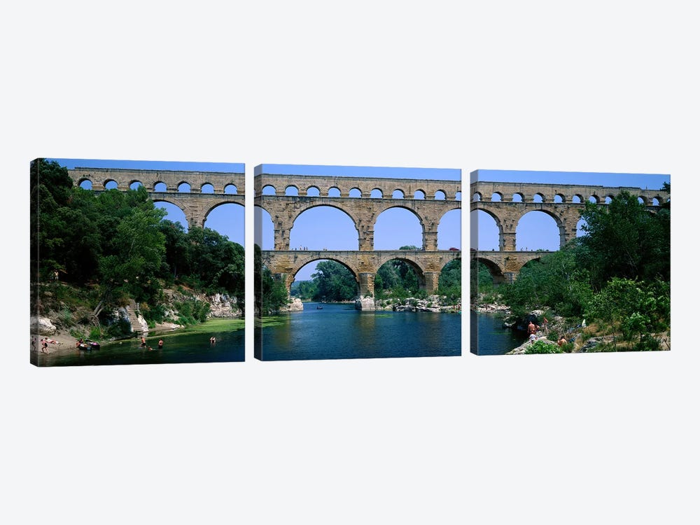 Pont du Gard Roman Aqueduct Provence France by Panoramic Images 3-piece Canvas Print