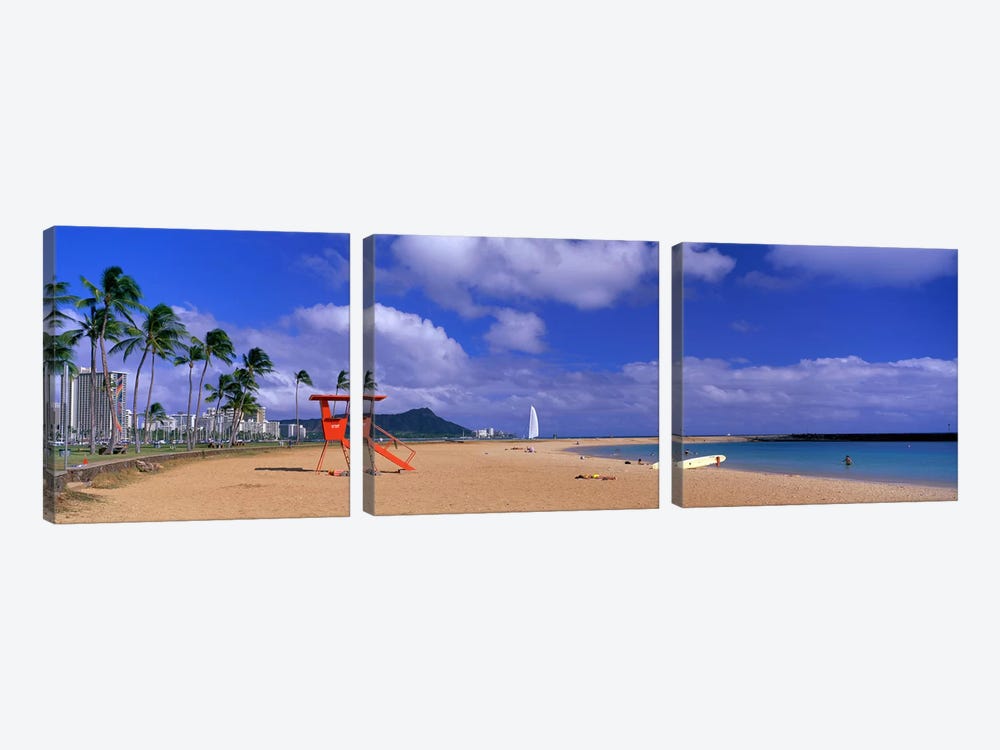 Ala Moana Beach Honolulu HI by Panoramic Images 3-piece Canvas Artwork