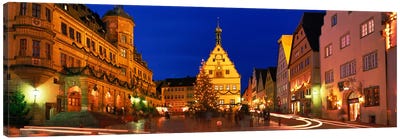 Nighttime At Christmas, Marktplatz, Rothenburg ob der Tauber, Bavaria, Germany Canvas Art Print - Munich Art