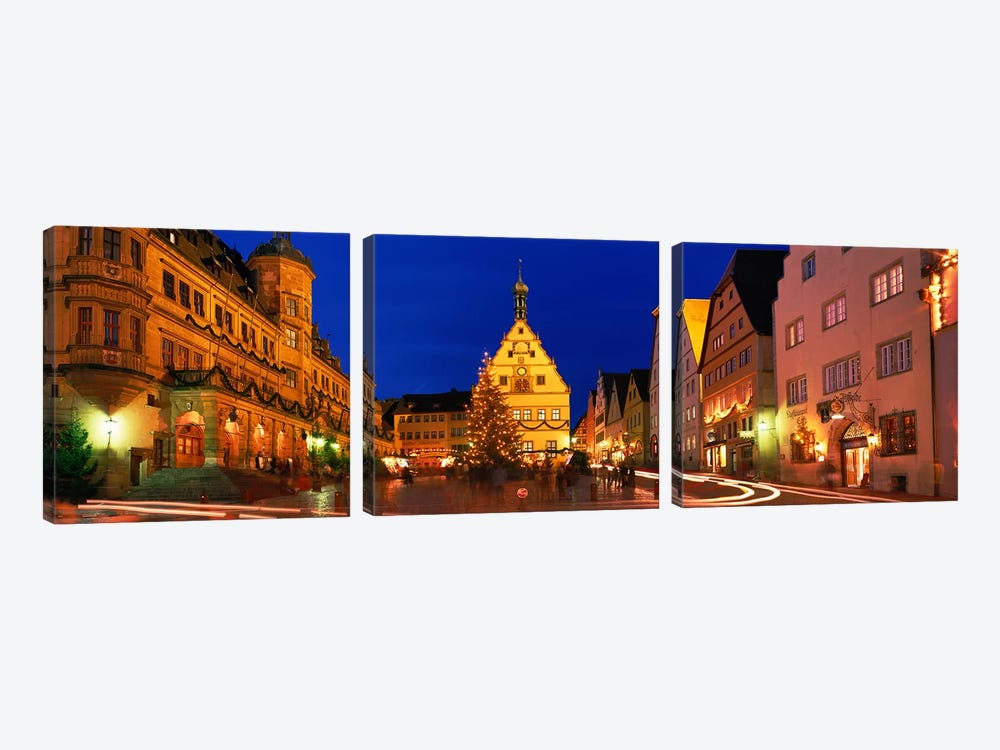 Nighttime At Christmas, Marktplatz, Rothenburg ob der Tauber, Bavaria, Germany by Panoramic Images 3-piece Art Print