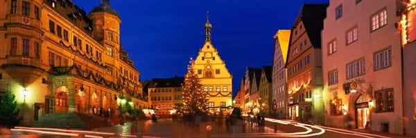 Bavaria: Nighttime At Christmas, Marktplatz, Rothenburg ob der Tauber, Bavaria, Germany by Panoramic Images
