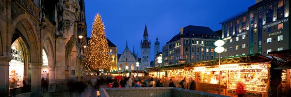 Bavaria: Nighttime At Christmas, Marienplatz, Munich, Bavaria, Germany by Panoramic Images
