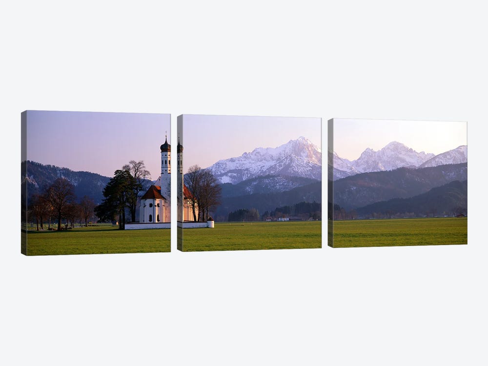 St Coloman Church and Alps Schwangau Bavaria Germany by Panoramic Images 3-piece Canvas Print