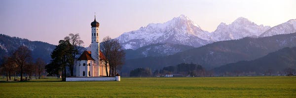 Places Of Worship: St Coloman Church and Alps Schwangau Bavaria Germany by Panoramic Images