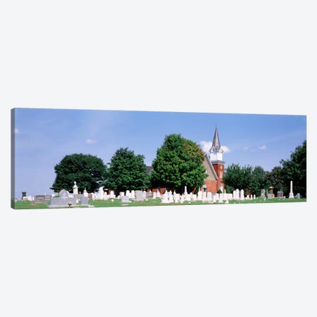 Cemetery in front of a church, Clynmalira Methodist Cemetery, Baltimore, Maryland, USA Canvas Print #PIM395} by Panoramic Images Art Print