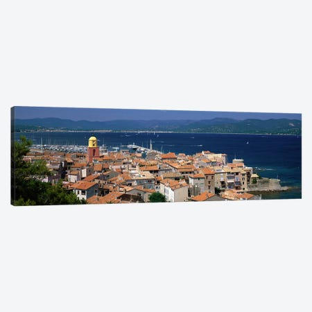High-Angle View Of Coastal Landscape, Saint-Tropez, Provence-Alpes-Cote d'Azur, France Canvas Print #PIM3970} by Panoramic Images Canvas Artwork