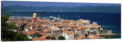 High-Angle View Of Coastal Landscape, Saint-Tropez, Provence-Alpes-Cote d'Azur, France Canvas Art Print - Provence