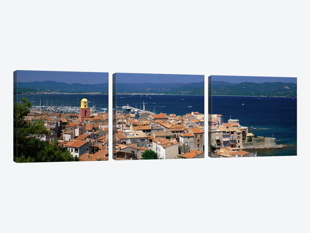 High-Angle View Of Coastal Landscape, Saint-Tropez, Provence-Alpes-Cote d'Azur, France by Panoramic Images 3-piece Canvas Art Print