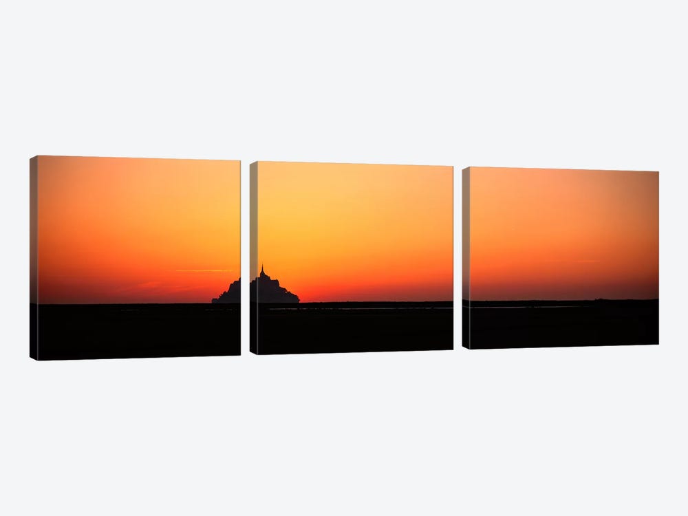 Sunset at Mont Saint Michel Normandy France by Panoramic Images 3-piece Canvas Art