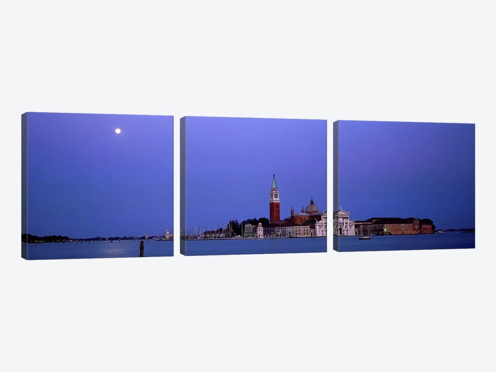 Moon over San Giorgio Maggiore Church Venice Italy by Panoramic Images 3-piece Canvas Wall Art