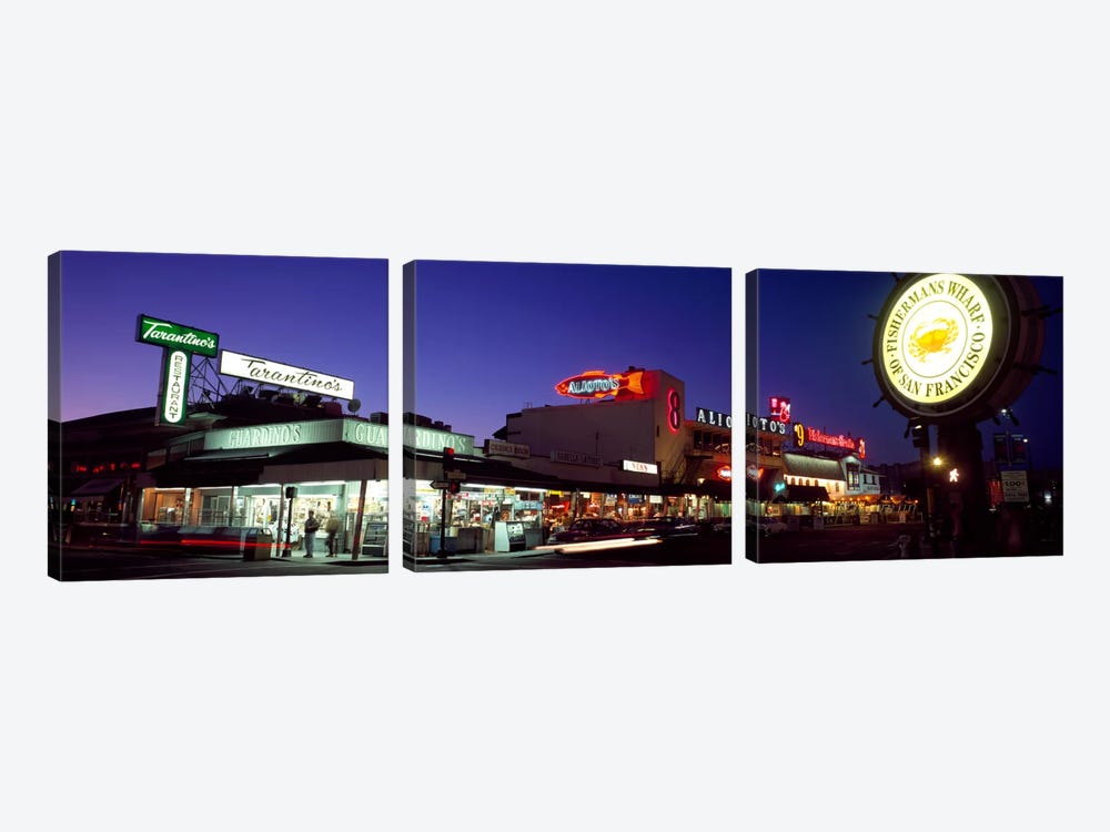 Tourists at a restaurant, Fisherman's Wharf, San Francisco, California, USA by Panoramic Images 3-piece Canvas Print