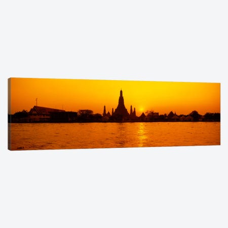 Sunset's Orange Glow Over Wat Arun And The Chao Phraya River, Bangkok, Thailand Canvas Print #PIM39} by Panoramic Images Canvas Art Print