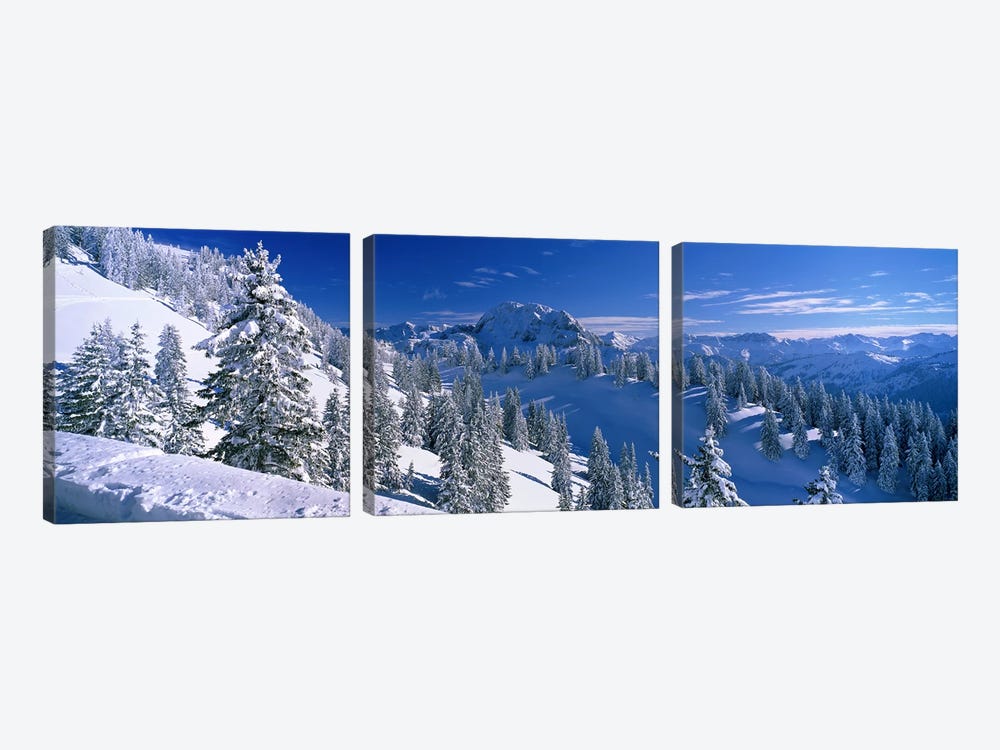 Wintry Mountain Landscape, Bavarian Alps, Bavaria, Germany by Panoramic Images 3-piece Canvas Art