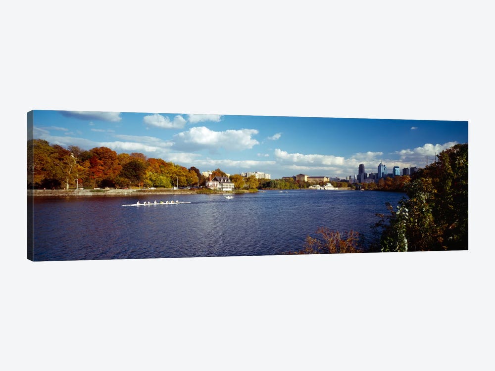 Boat in the riverSchuylkill River, Philadelphia, Pennsylvania, USA by Panoramic Images 1-piece Canvas Artwork