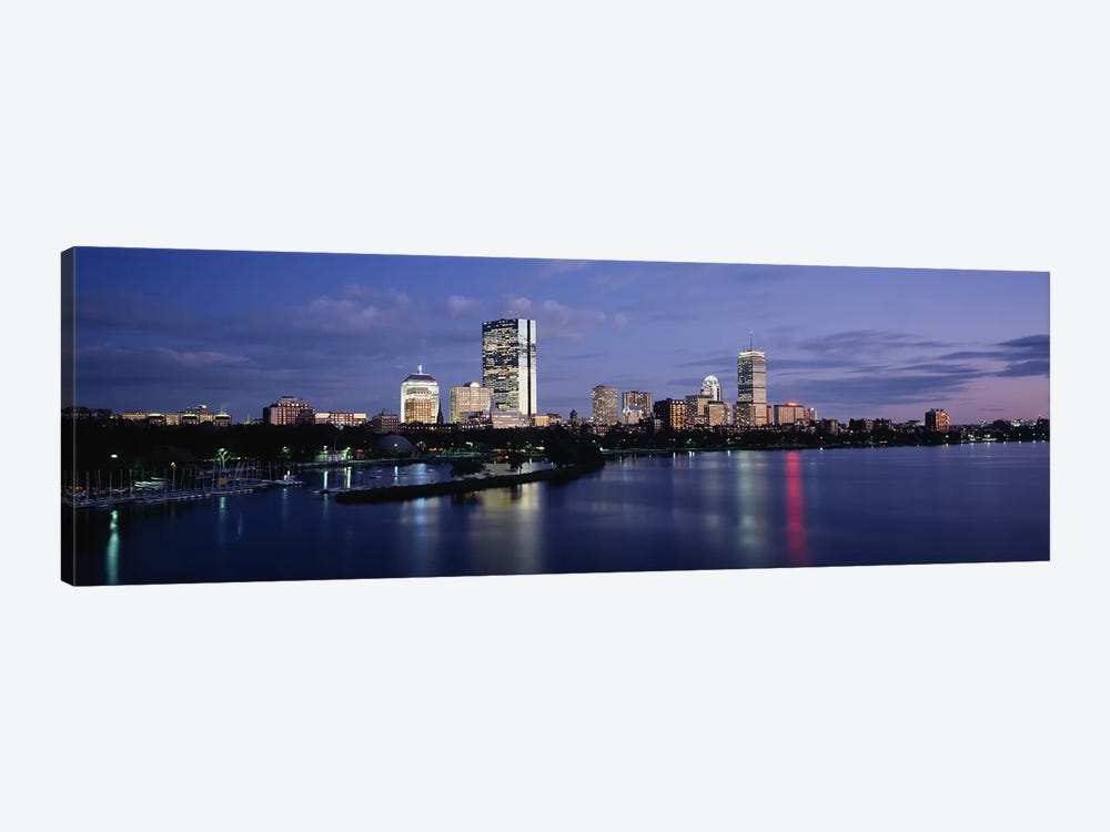 Buildings on The waterfront, At DuskBoston, Massachusetts, USA by Panoramic Images 1-piece Canvas Artwork