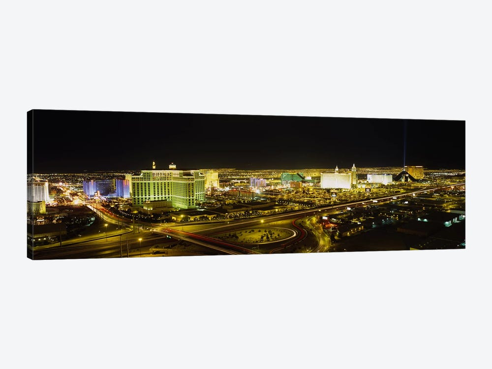 High Angle View of Buildings Lit Up At NightLas Vegas, Nevada, USA by Panoramic Images 1-piece Canvas Art