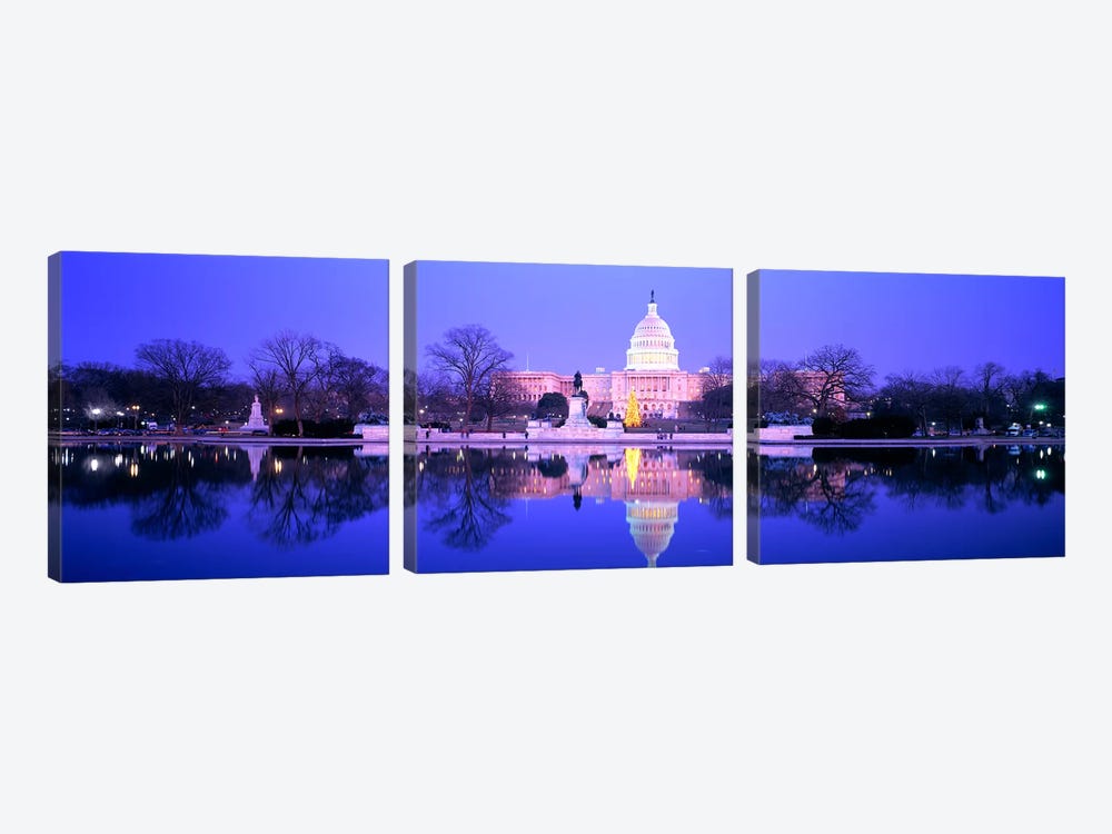 ChristmasUS Capitol, Washington DC, District of Columbia, USA by Panoramic Images 3-piece Art Print
