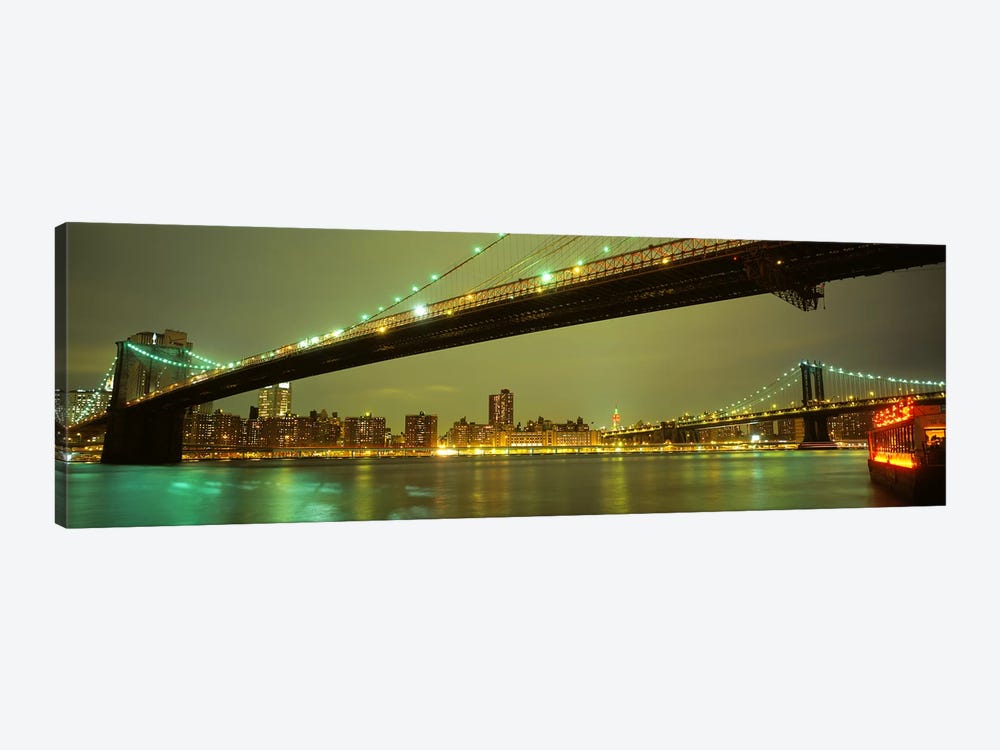 Brooklyn Bridge & Manhattan Bridge, New York City, New York, USA by Panoramic Images 1-piece Canvas Wall Art