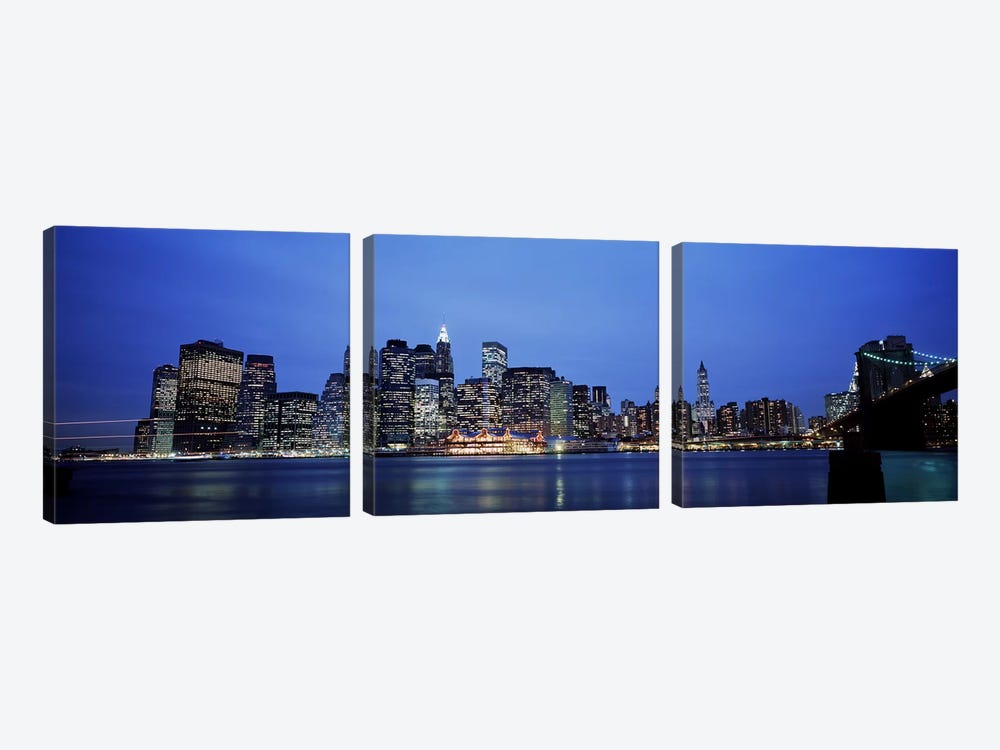 Buildings at the waterfront, Manhattan, New York City, New York State, USA by Panoramic Images 3-piece Art Print