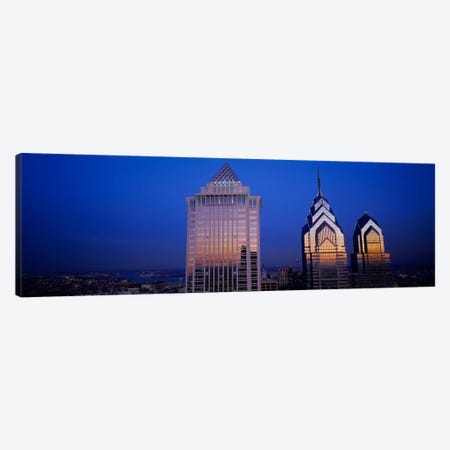 Skyscrapers lit up at night, Mellon Bank Center, Liberty Place, Philadelphia, Pennsylvania, USA Canvas Print #PIM402} by Panoramic Images Canvas Artwork
