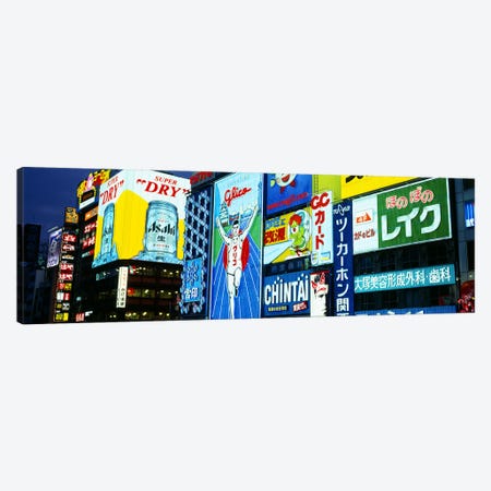 Illuminated Billboards, Dotonbori, Namba District, Osaka, Japan Canvas Print #PIM4033} by Panoramic Images Canvas Art
