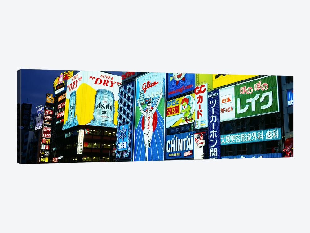 Illuminated Billboards, Dotonbori, Namba District, Osaka, Japan by Panoramic Images 1-piece Canvas Wall Art