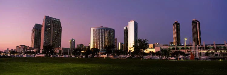 Marina Park And Skyline At Dusk, San Diego, California, USA