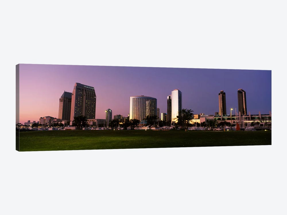 Marina Park And Skyline At Dusk, San Diego, California, USA by Panoramic Images 1-piece Canvas Art