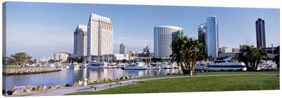 Panoramic View Of Marina Park And City Skyline, San Diego, California, USA Canvas Art Print - San Diego Art