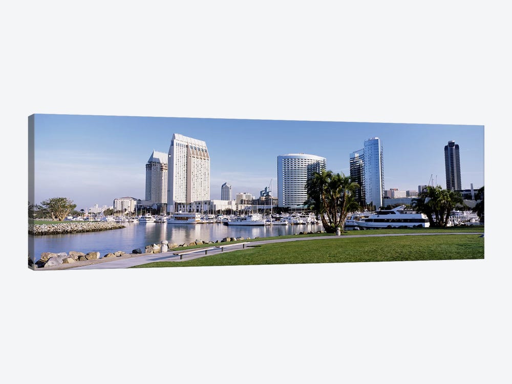 Panoramic View Of Marina Park And City Skyline, San Diego, California, USA by Panoramic Images 1-piece Canvas Art Print