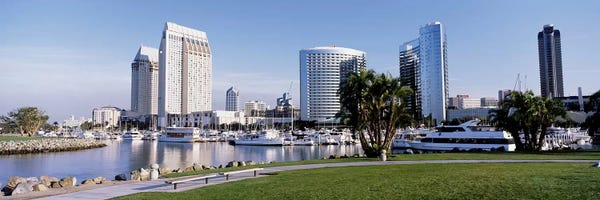 San Diego: Panoramic View Of Marina Park And City Skyline, San Diego, California, USA by Panoramic Images