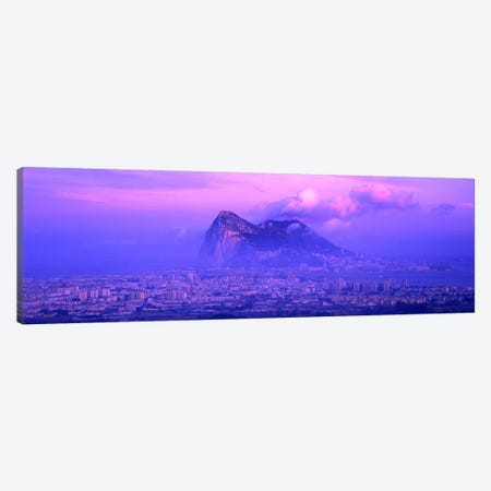 Cloudy Purple Dusk, Rock Of Gibraltar, Iberian Peninsula, Gibraltar Canvas Print #PIM4044} by Panoramic Images Canvas Wall Art