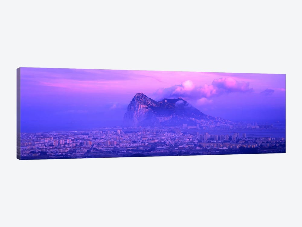 Cloudy Purple Dusk, Rock Of Gibraltar, Iberian Peninsula, Gibraltar by Panoramic Images 1-piece Canvas Artwork