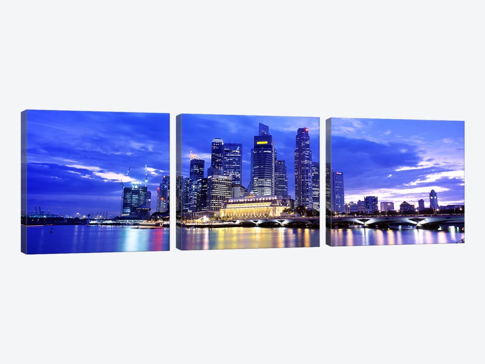 Downtown Skyline At Sunset, Singapore by Panoramic Images 3-piece Canvas Wall Art