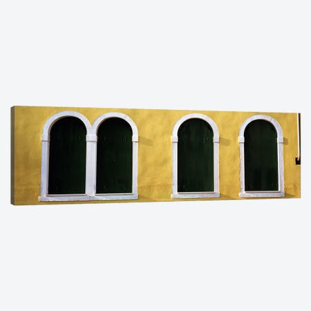 Windows in Yellow Wall Venice Italy Canvas Print #PIM4059} by Panoramic Images Canvas Art