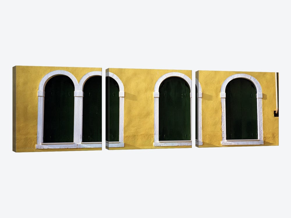 Windows in Yellow Wall Venice Italy by Panoramic Images 3-piece Canvas Art