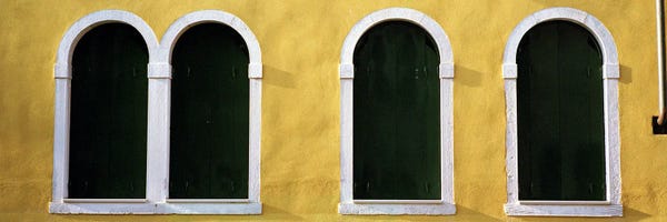 Windows: Windows in Yellow Wall Venice Italy by Panoramic Images