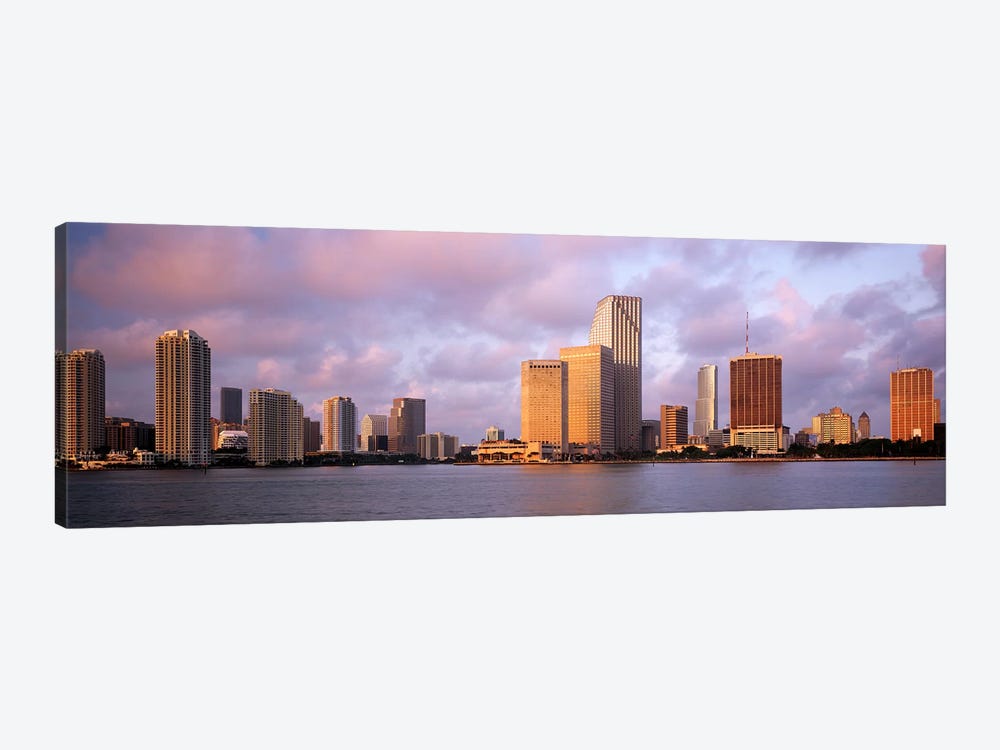 Waterfront And Skyline At Dusk, Miami, Florida, USA by Panoramic Images 1-piece Canvas Print