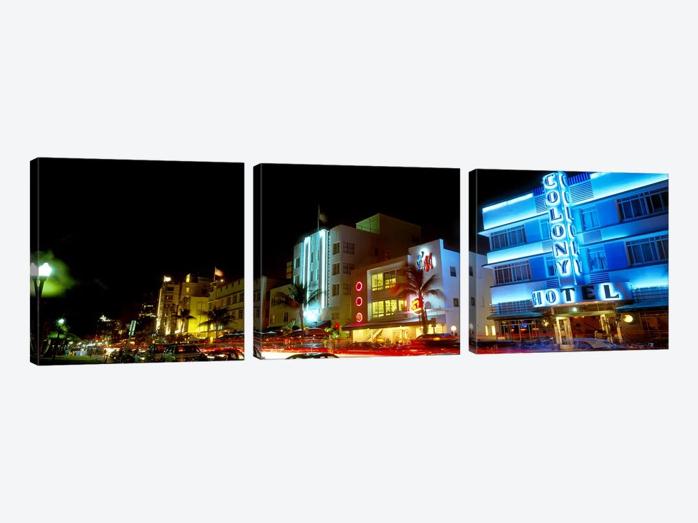 Art Deco Architecture Miami Beach FL by Panoramic Images 3-piece Canvas Art